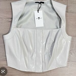 Faux Leather Ivory/Grey Corset Vest